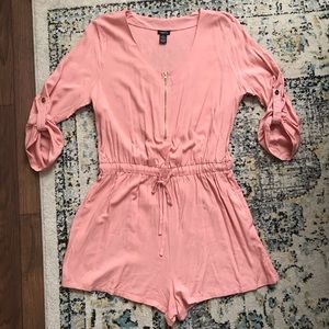 rue21 pink + gold zip romper XL NWOT